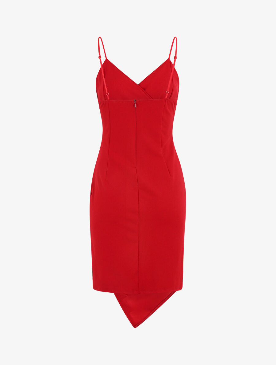 Robe fourreau style portefeuille - Rouge - 3