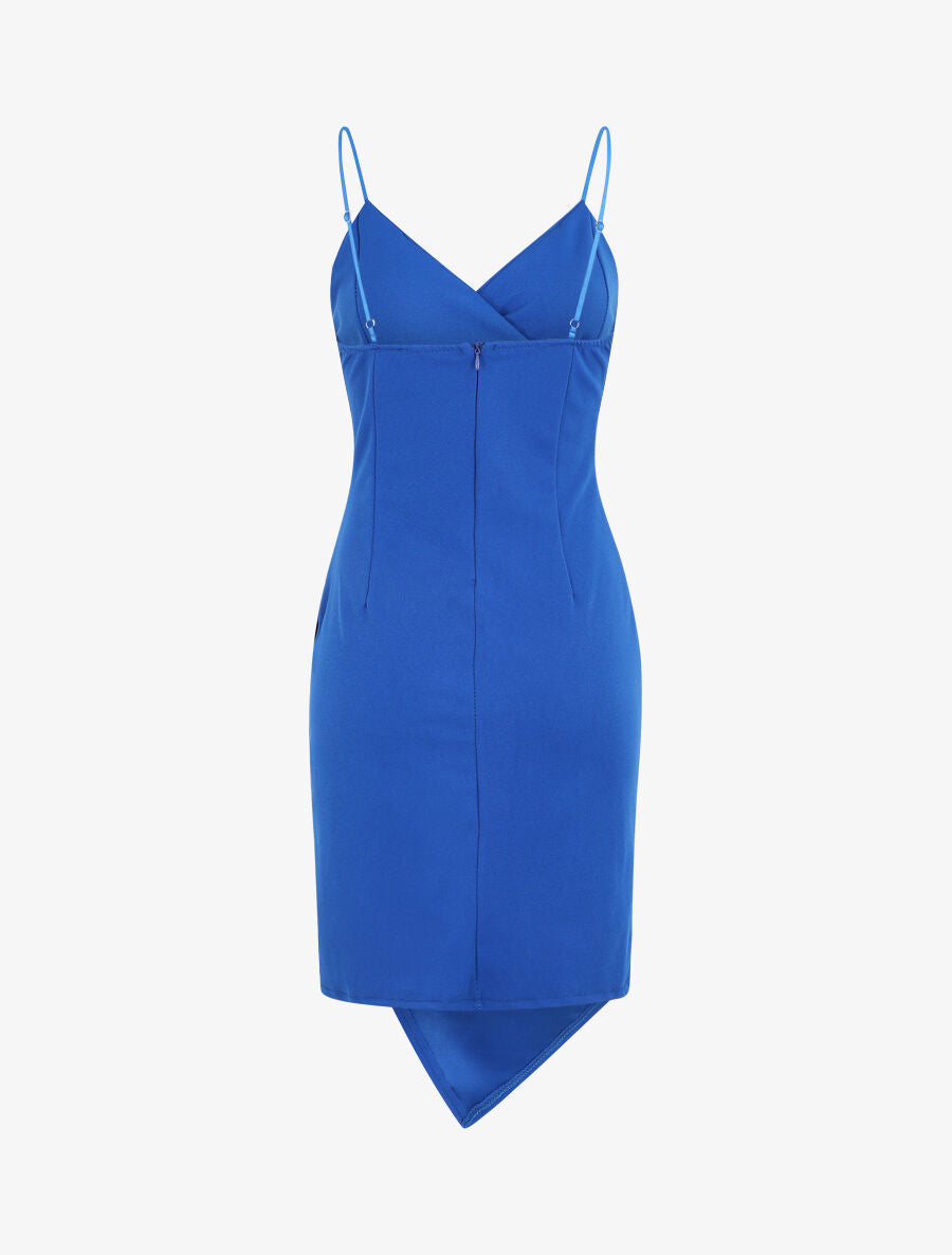 Robe fourreau style portefeuille - Bleu électrique - 3