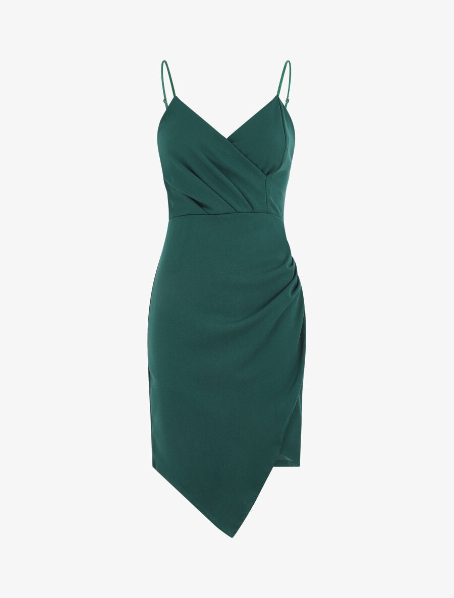 Robe fourreau style portefeuille - Vert sapin - 5