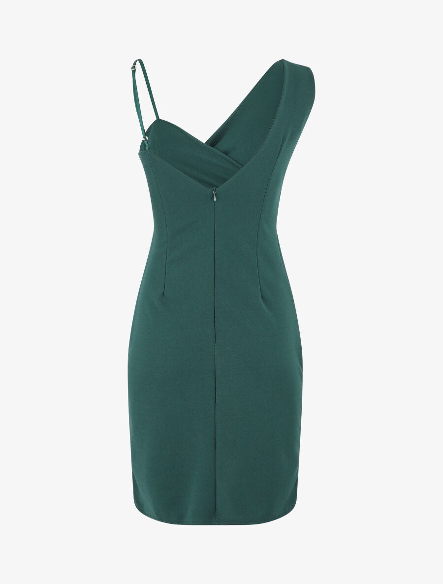 Robe fourreau à bretelles asymétriques - Vert sapin - 3