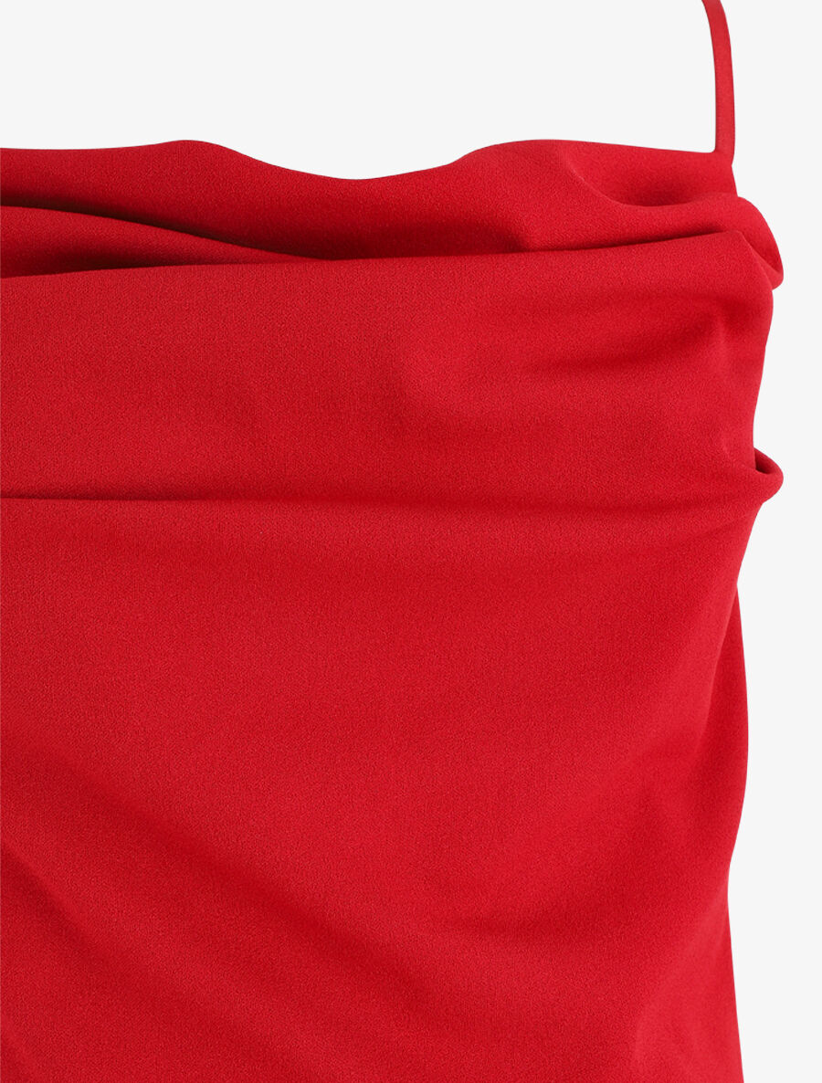 Robe longue droite effet drapé - Rouge - 3