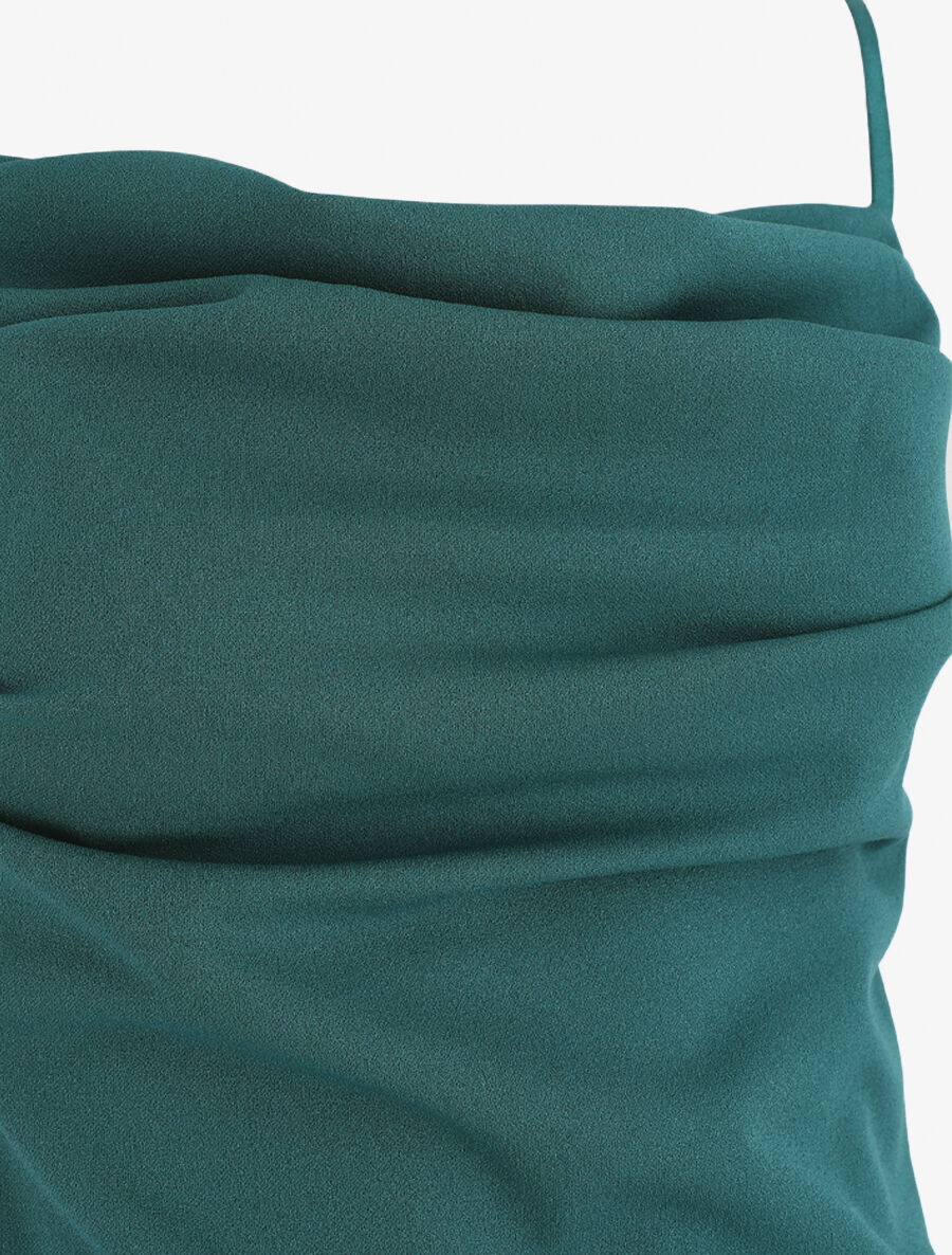 Robe longue droite effet drapé - Bleu canard - 4