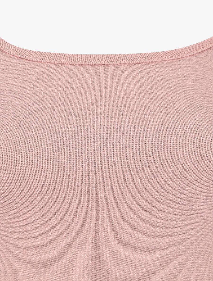 Top uni coupe droite - Rose - 3