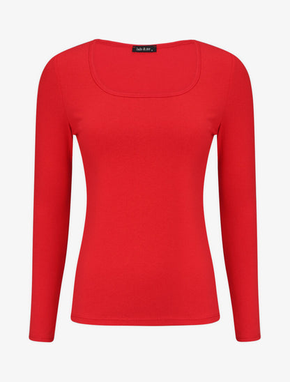 Top uni coupe droite - Rouge - 1
