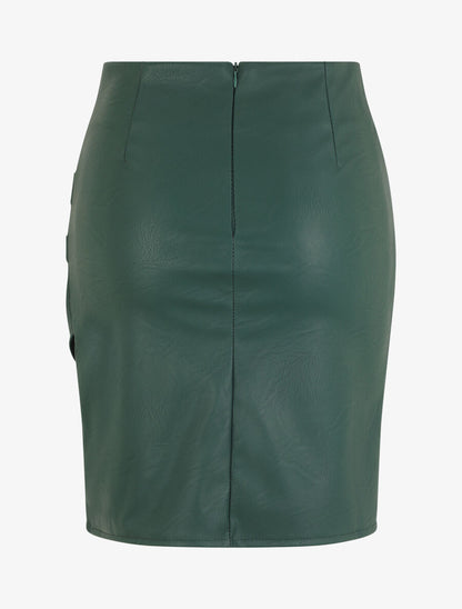 Jupe effet drapé en simili - Vert bouteille - 2