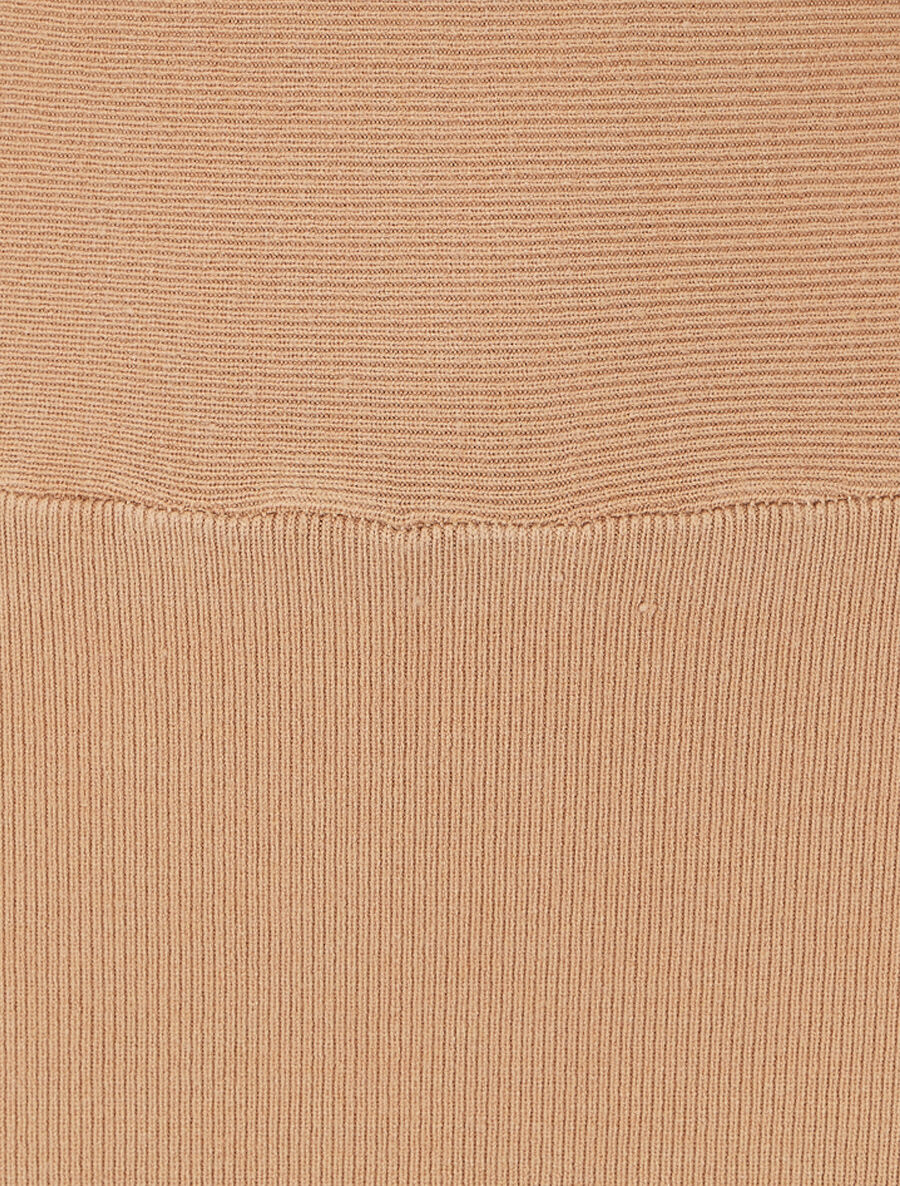 Robe pull mi-longue à broderies au dos - Camel - 3