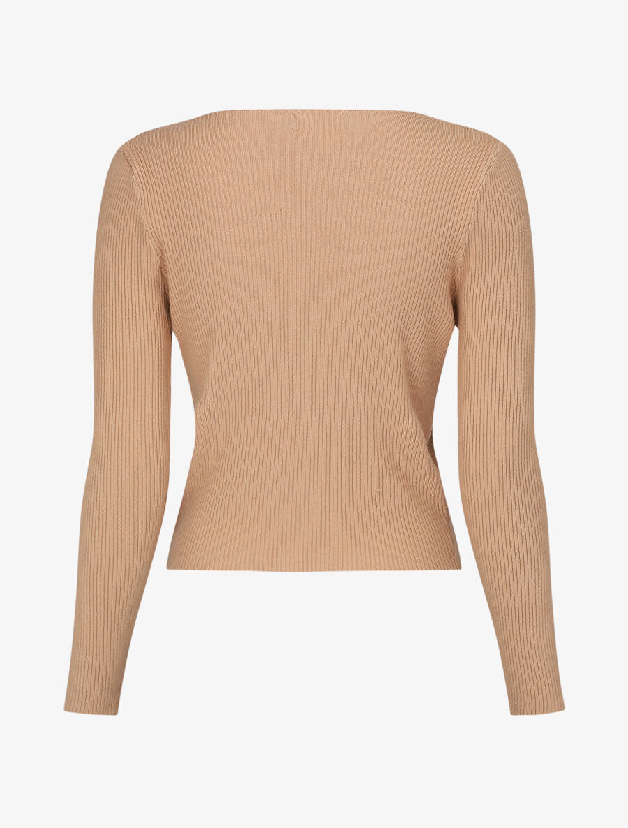 Pull côtélé à zip - Camel - 2