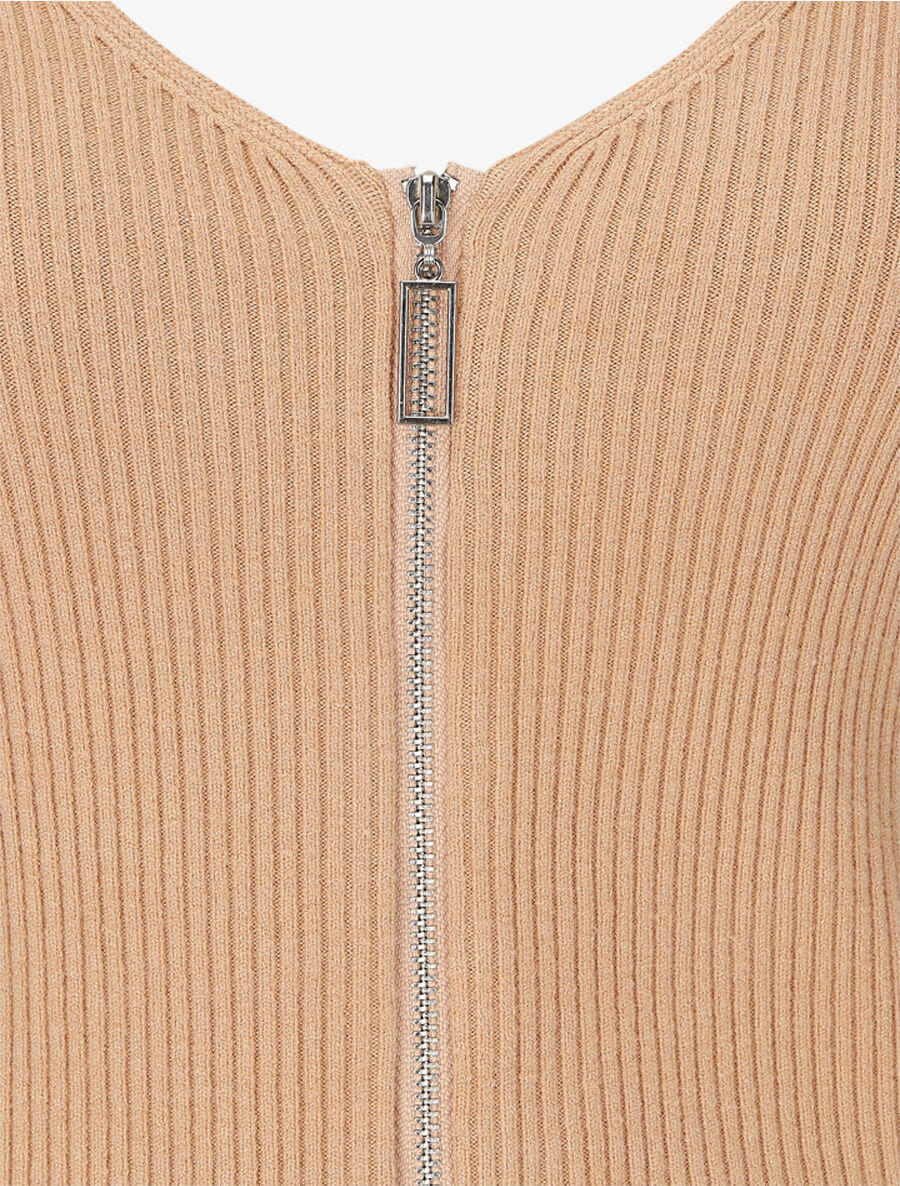 Pull côtélé à zip - Camel - 3