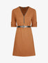 Robe uni coupe droite à col zippé - Camel - 1