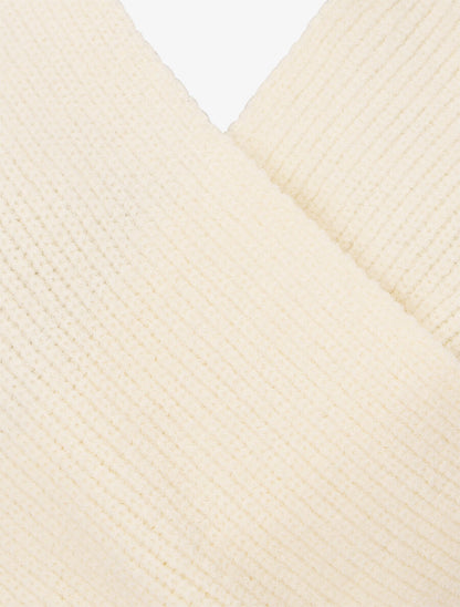 Pull uni col cache-coeur et bas asymétrique - Beige - 3
