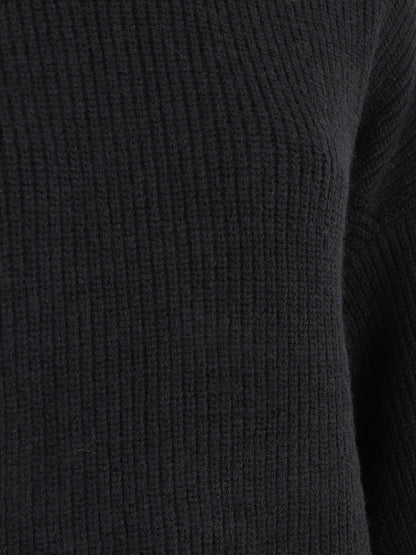 Pull uni à col rond - Noir - 3