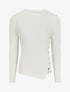 Pull uni côtelé à boutons dorés - Blanc - 1