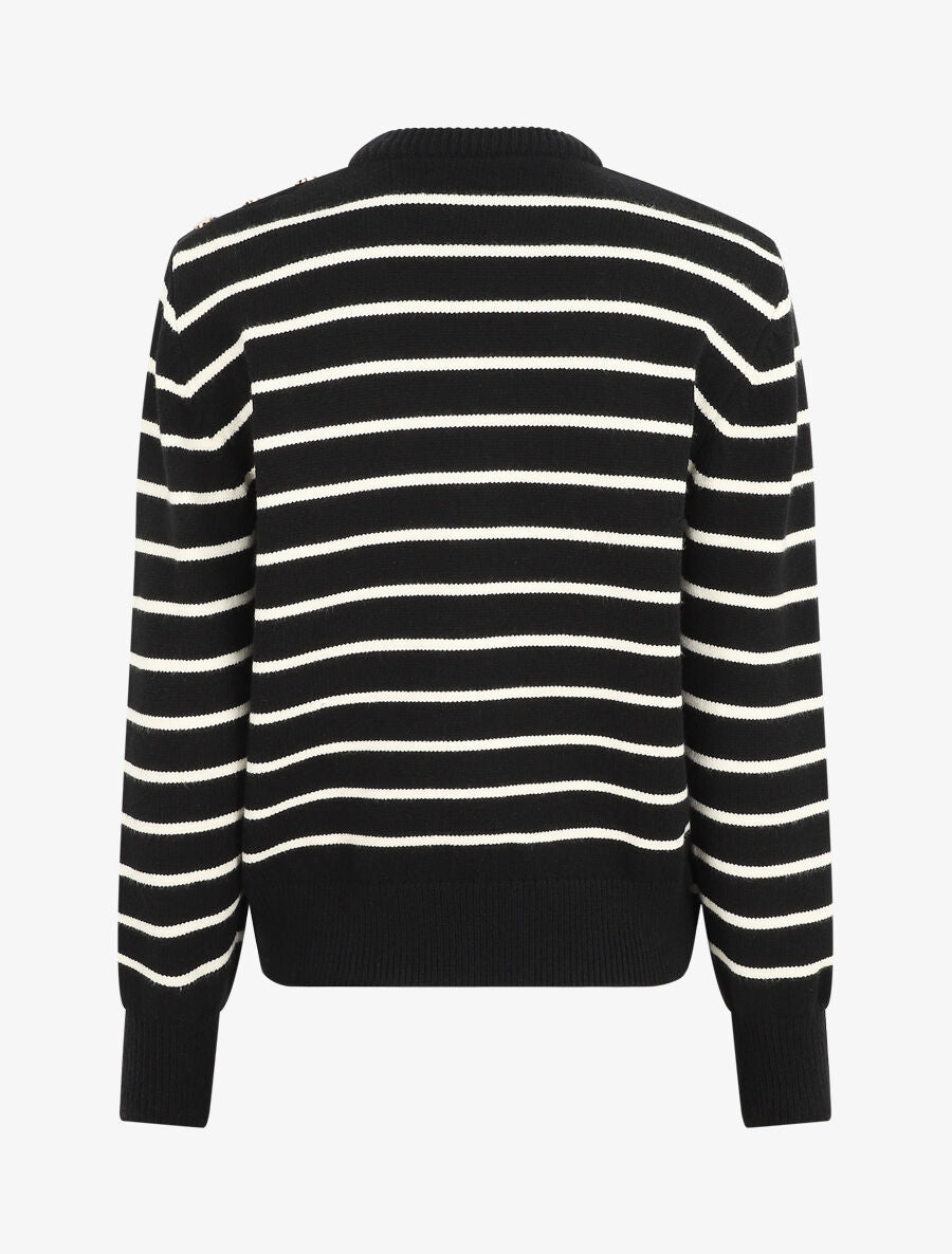 Pull marinière à boutons - Noir - 2