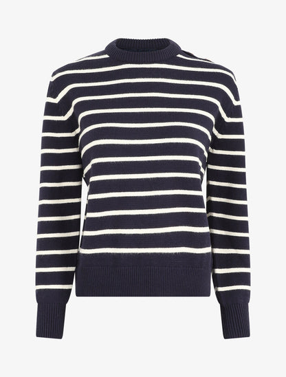 Pull marinière à boutons - Marine - 1