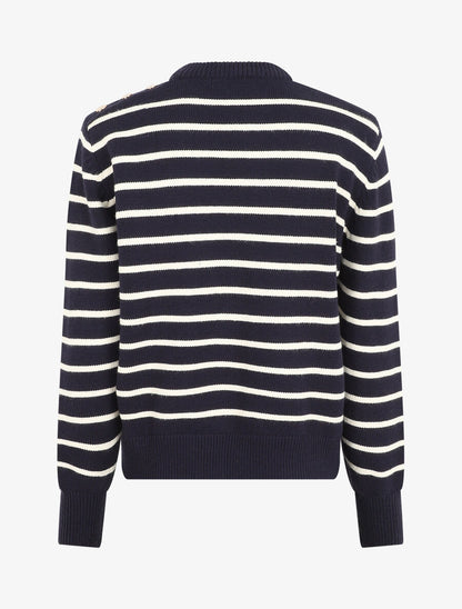 Pull marinière à boutons - Marine - 2