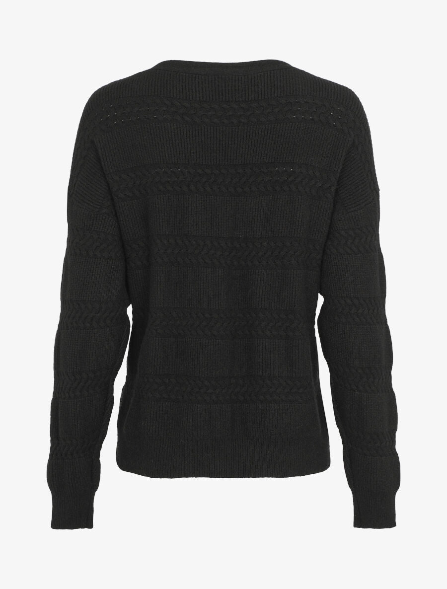 Cardigan uni à coupe carré et effet texturé - Noir - 2