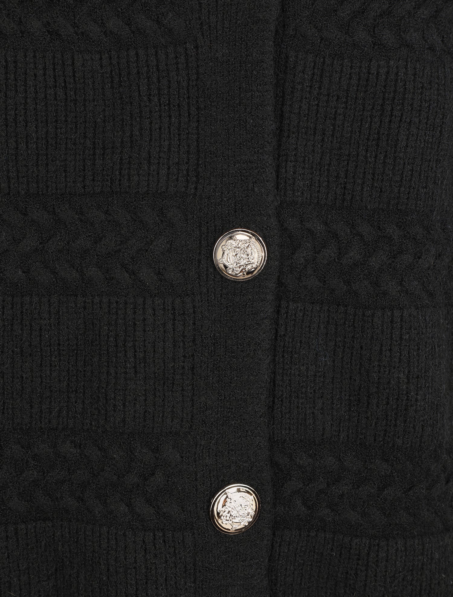 Cardigan uni à coupe carré et effet texturé - Noir - 3
