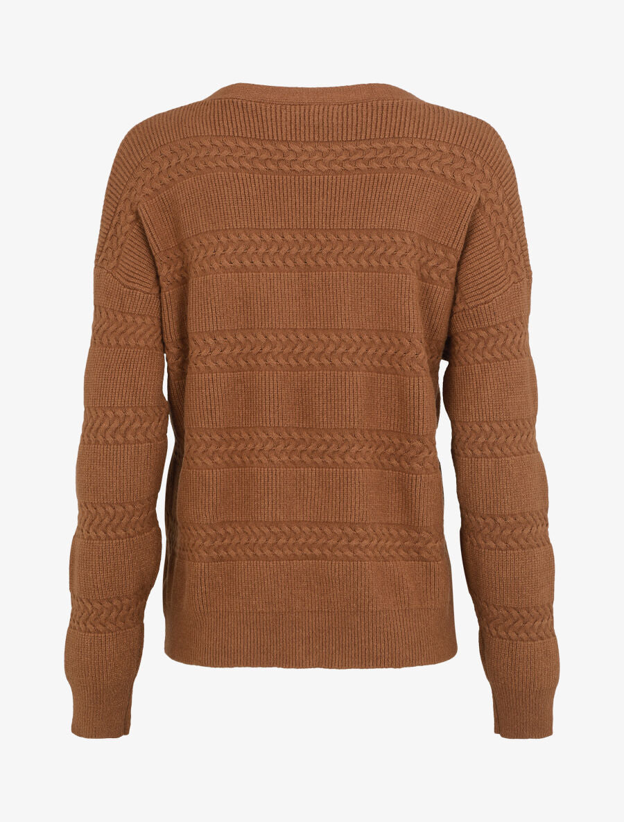Cardigan uni à coupe carré et effet texturé - Marron - 2