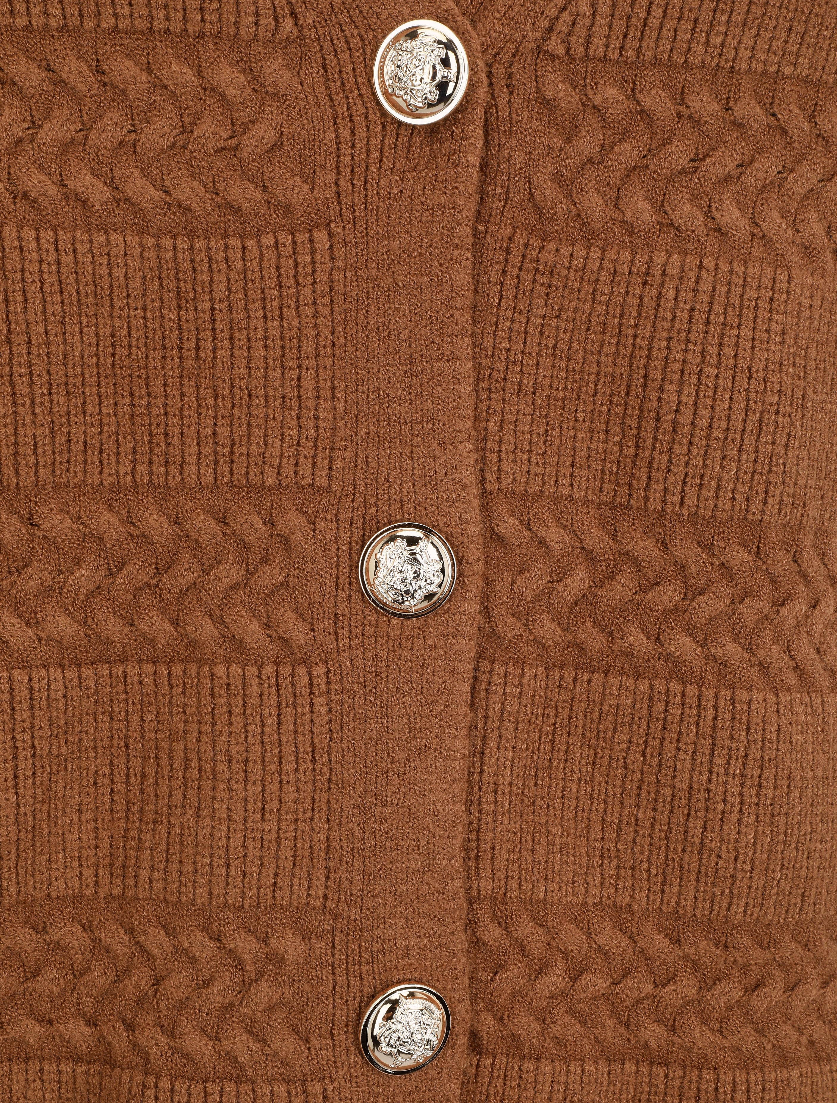 Cardigan uni à coupe carré et effet texturé - Marron - 3