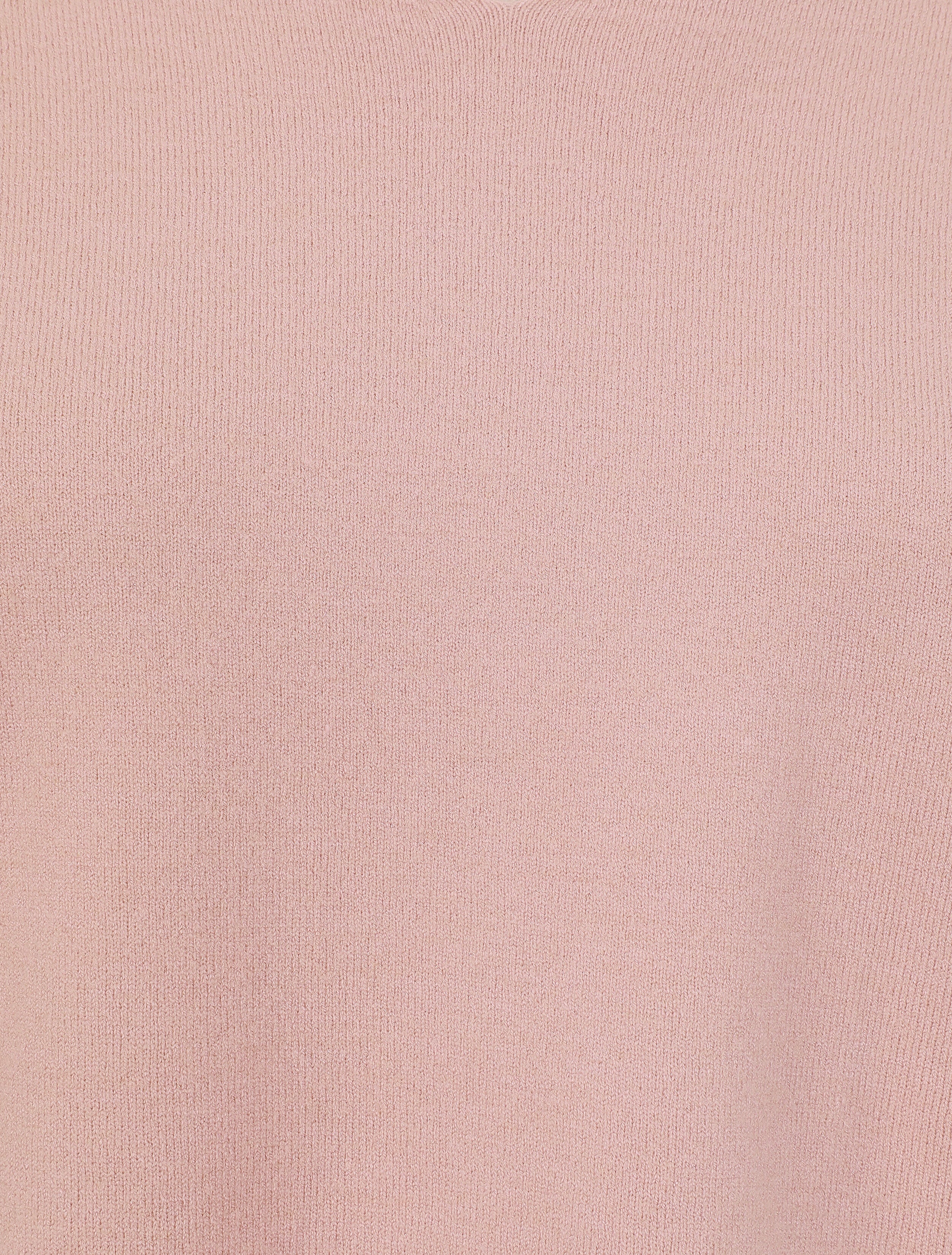 Pull fin uni à col V - Rose - 3