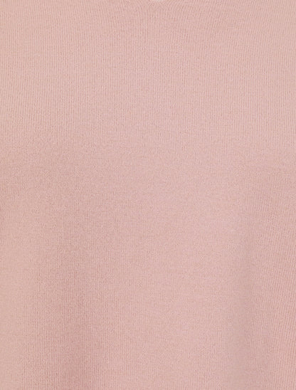 Pull fin uni à col V - Rose - 3