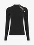 Pull uni à col montant et boutons décoratifs - Noir - 1