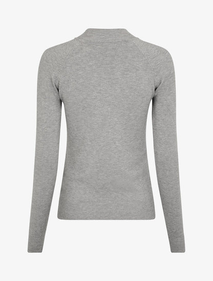 Pull uni à col montant et boutons décoratifs - Gris - 2
