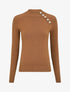 Pull uni à col montant et boutons décoratifs - Camel - 1
