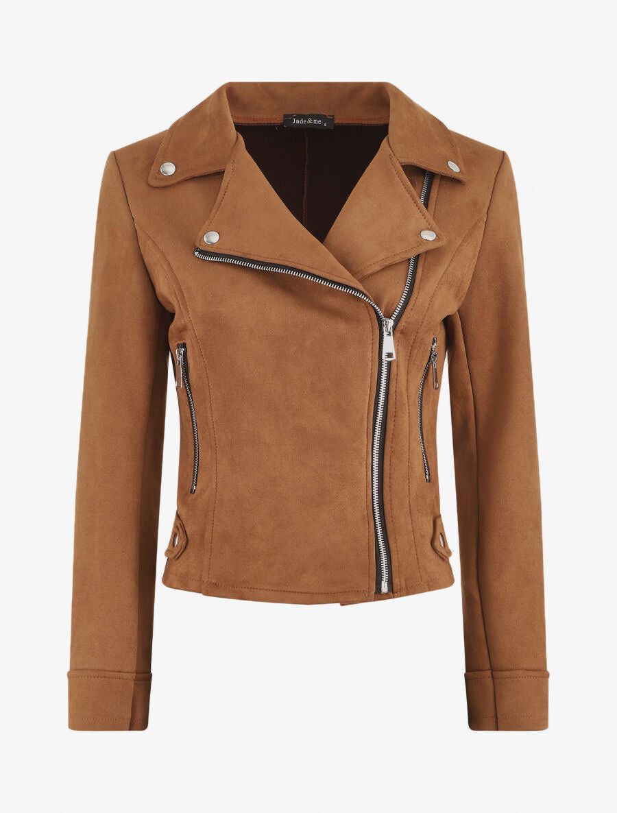 Veste en suédine style perfecto - Marron - 1