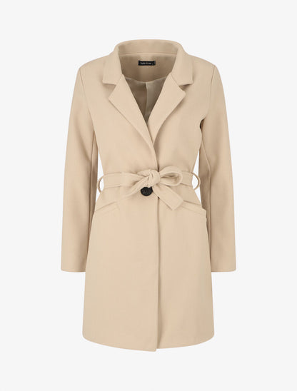 Manteau long croisé ceinturé - Beige - 1