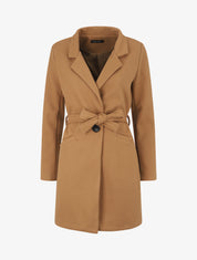 Manteau long croisé ceinturé - Camel - 1
