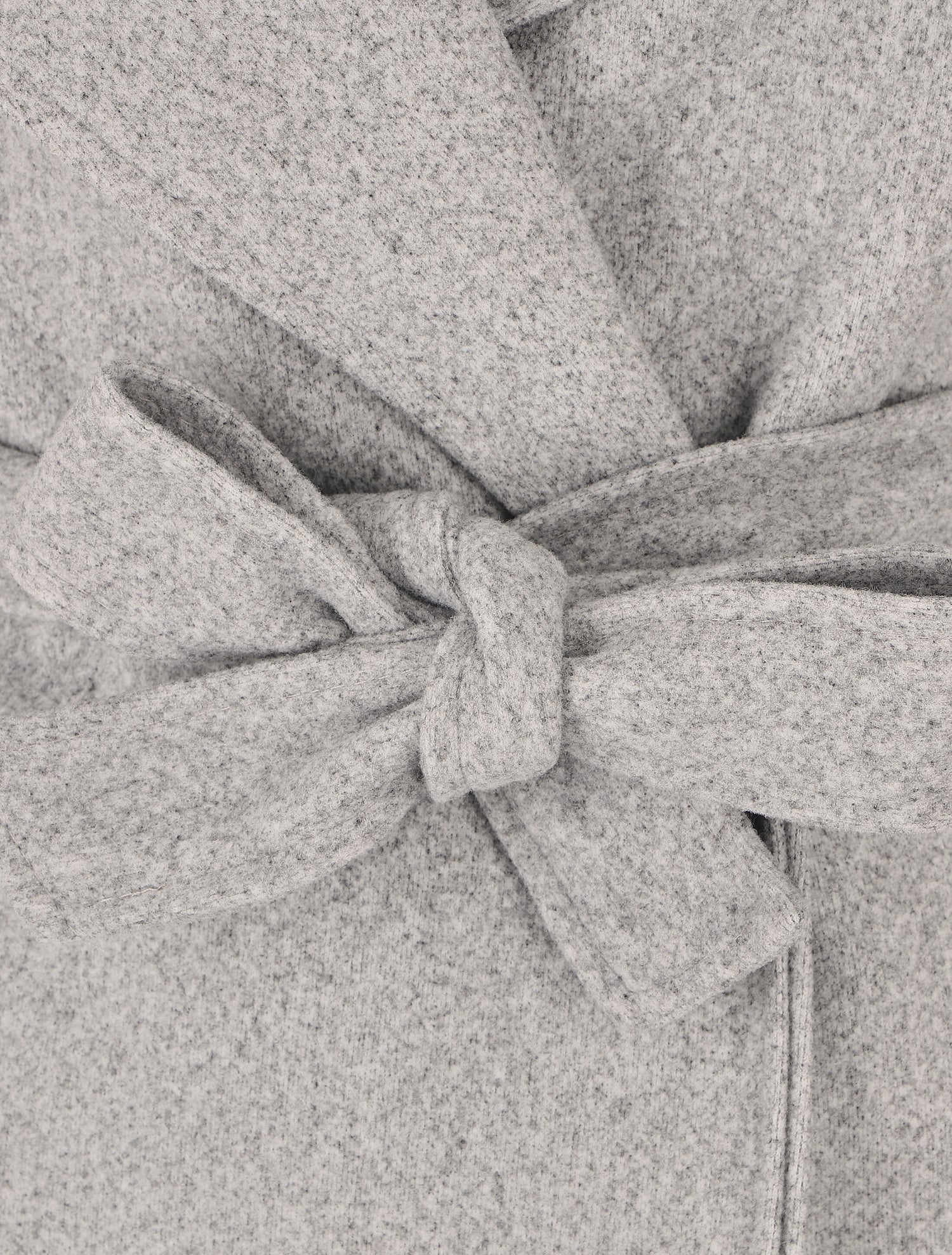 Manteau long ceinturé à col cranté - Gris chiné - 3