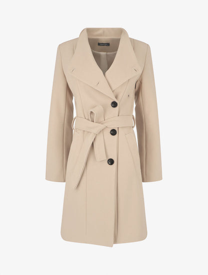 Manteau long col montant - Beige - 5