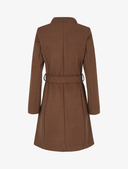 Manteau long col montant - Marron - 2