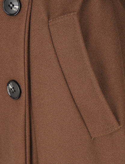 Manteau long col montant - Marron - 3