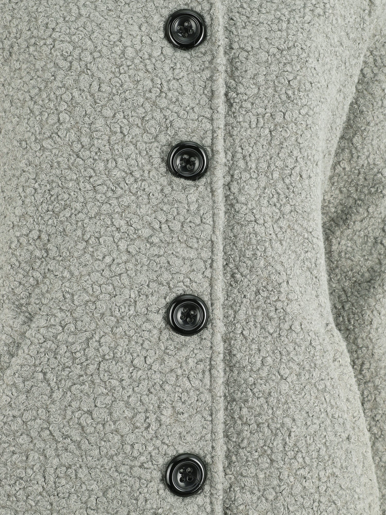 Manteau mi-long bouclé à capuche - Gris - 3