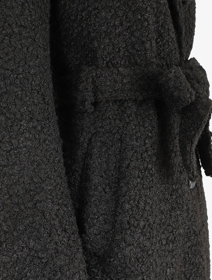 Manteau long effet peau de mouton - Noir - 3