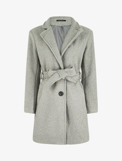 Manteau long effet peau de mouton - Gris - 5