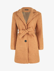 Manteau long effet peau de mouton - Camel - 5