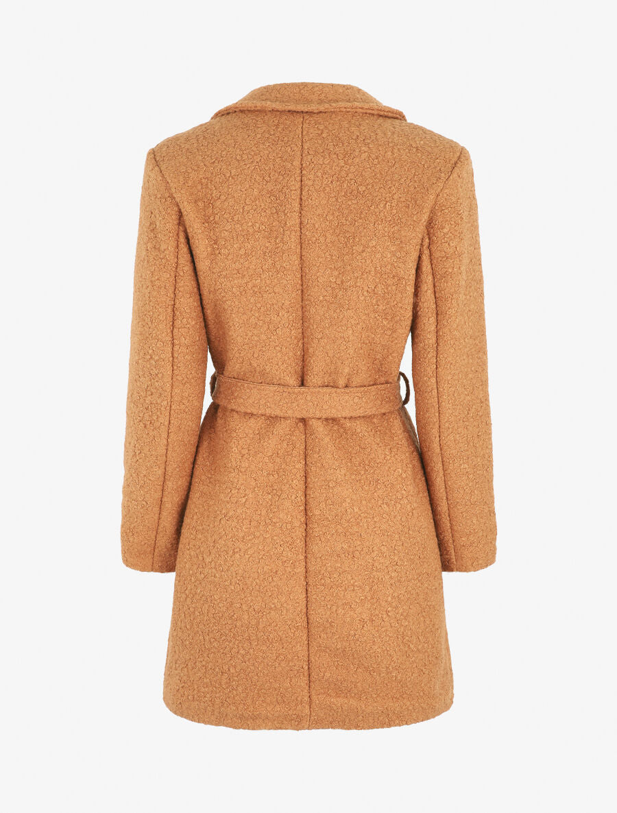 Manteau long effet peau de mouton - Camel - 2