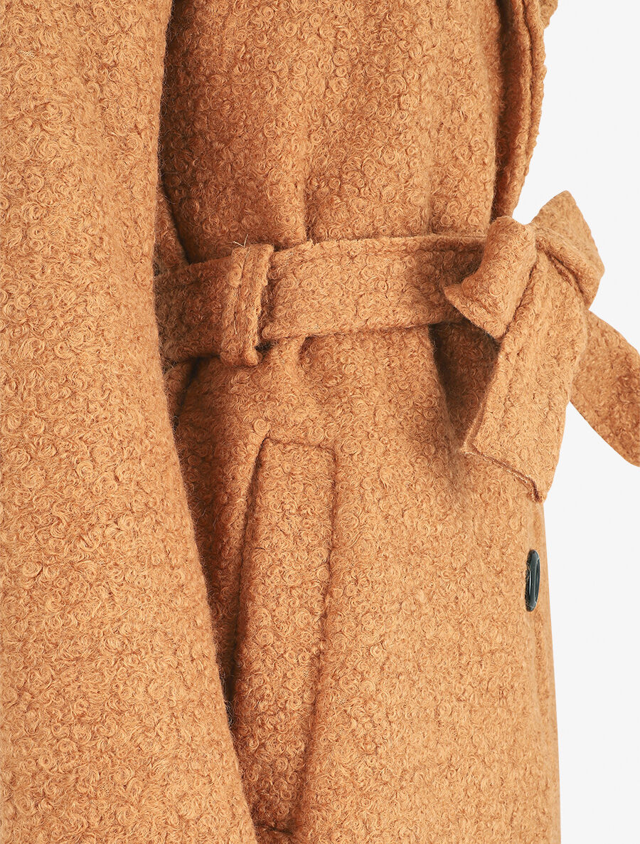 Manteau long effet peau de mouton - Camel - 3