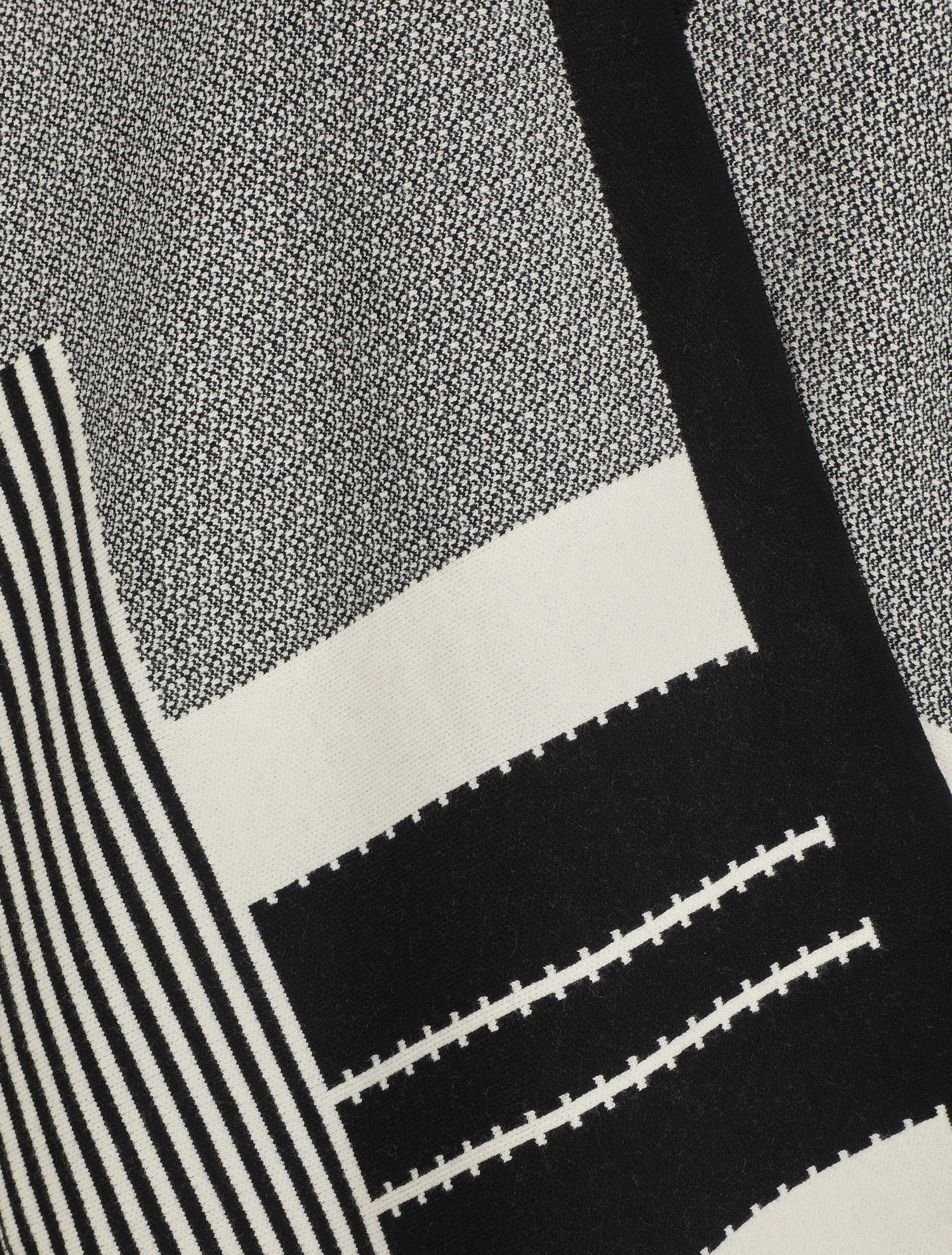 Poncho à imprimé graphique et franges - Noir - 4
