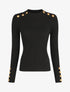Pull ajusté à col montant boutonné - Noir - 1