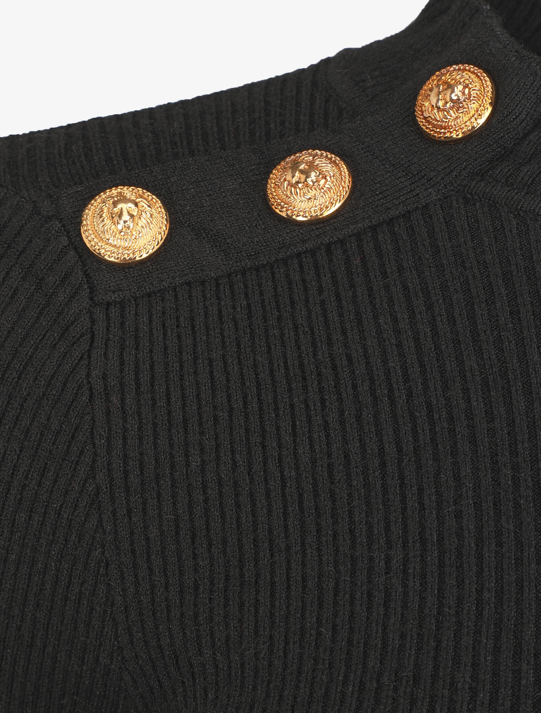 Pull ajusté à col montant boutonné - Noir - 4