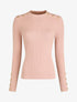 Pull ajusté à col montant boutonné - Rose poudré - 1