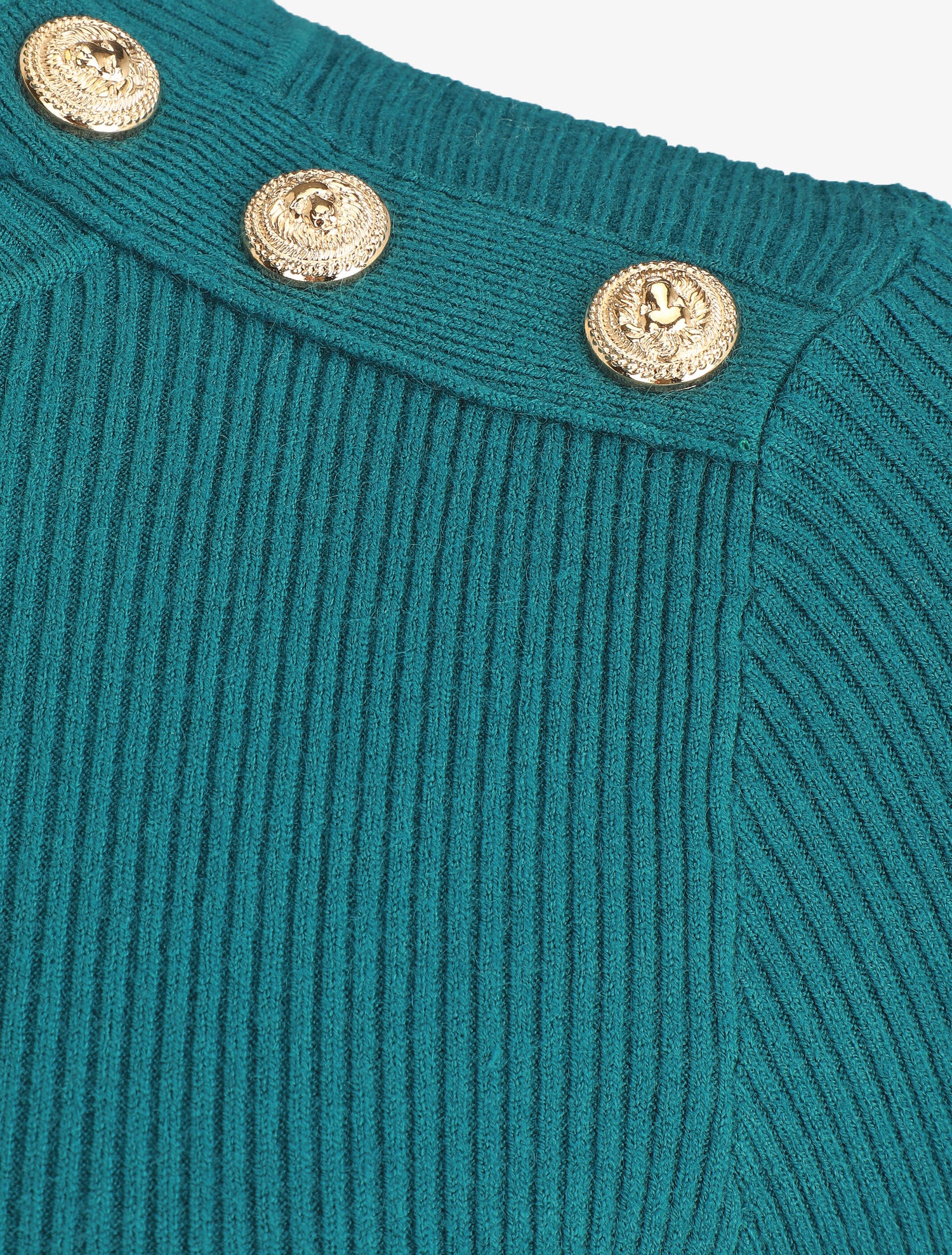 Pull ajusté à col montant boutonné - Bleu canard - 4