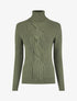 Pull uni à col roulé et motif torsade - Kaki - 1