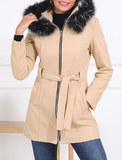 Manteau ajusté à capuche amovible - Beige clair - 4