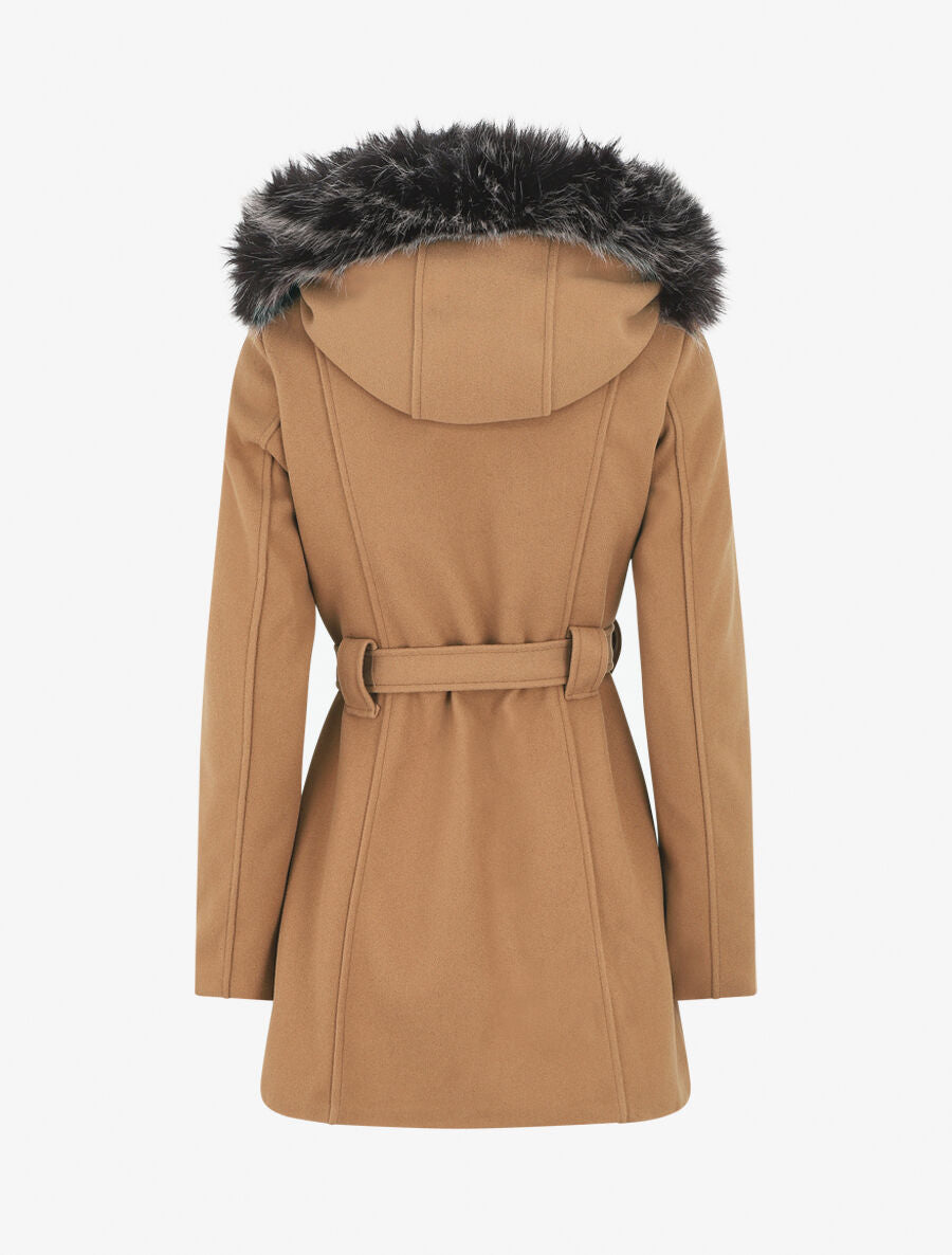 Manteau ajusté à capuche amovible - Camel - 2