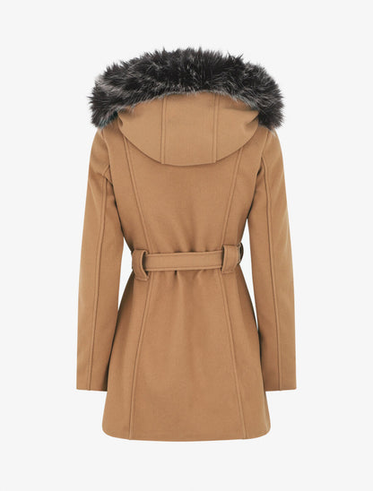 Manteau ajusté à capuche amovible - Camel - 2